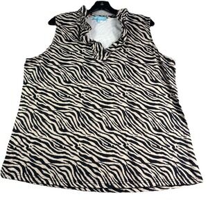 Anthony's Resort Wear Top Women's 1X Sleeveless Ruffle Zebra Tan AOP Cruise